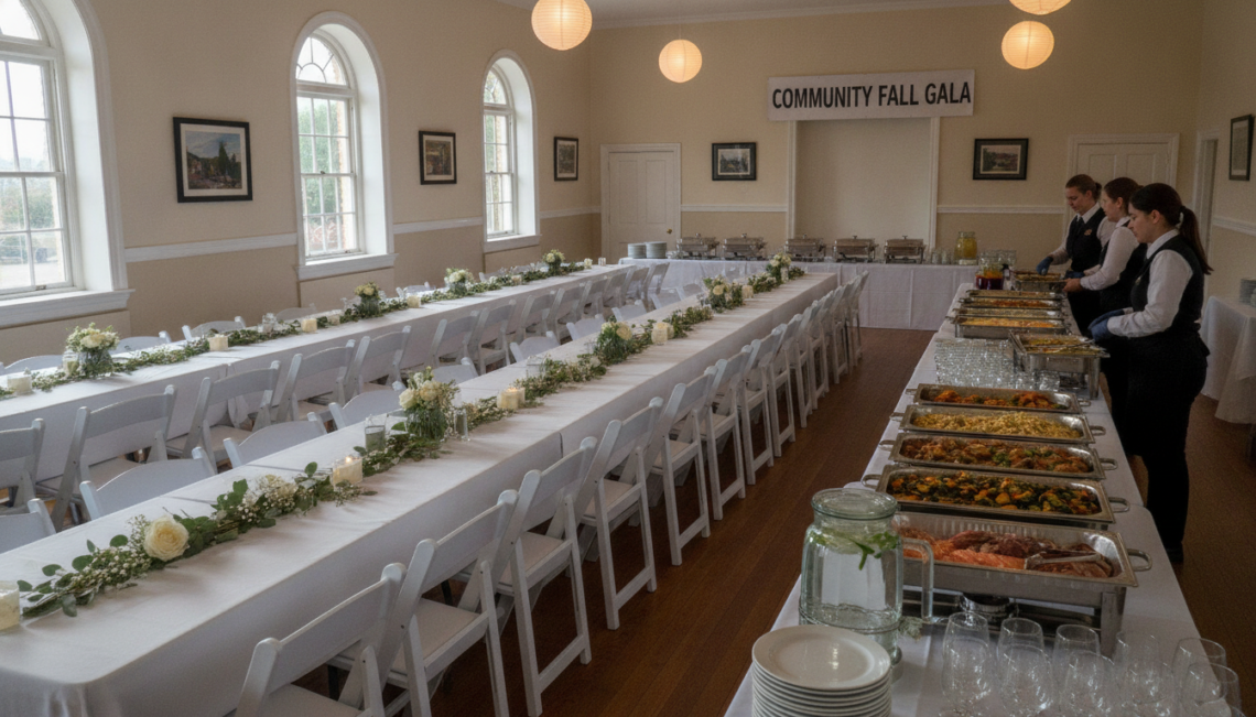 découvrez nos conseils pratiques pour organiser un repas traiteur réussi dans une salle des fêtes, de la sélection du menu à la gestion de l'espace et de l'ambiance.